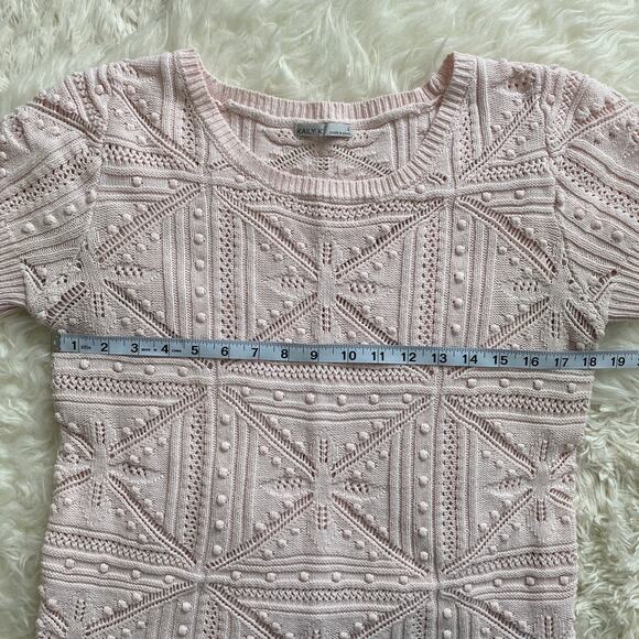 Kaily K Cotton Blend Sweater in Pale Pink, size L - Picture 5 of 6